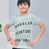 Youmaa 100% Cotton Half Sleeves Typography Printed T-Shirt - Green
