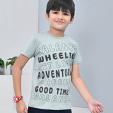 Youmaa 100% Cotton Half Sleeves Typography Printed T-Shirt - Green