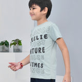 Youmaa 100% Cotton Half Sleeves Typography Printed T-Shirt - Green
