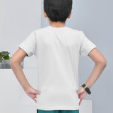 Youmaa 100% Cotton Half Sleeves Abstract Printed T-Shirt - Grey