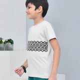 Youmaa 100% Cotton Half Sleeves Abstract Printed T-Shirt - Grey