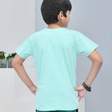 Youmaa 100% Cotton Half Sleeves Spaceship Graphics Printed T-Shirt - Green