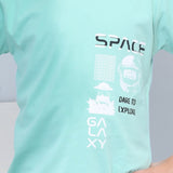 Youmaa 100% Cotton Half Sleeves Spaceship Graphics Printed T-Shirt - Green