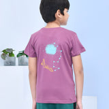 Youmaa 100% Cotton Half Sleeves Rocket Graphics Printed T-Shirt - Purple
