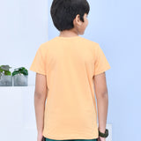 Youmaa 100% Cotton Half Sleeves Rocket Graphics Printed T-Shirt - Orange