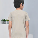 Youmaa 100% Cotton Half Sleeves Abstract Printed T-Shirt - Khaki