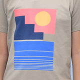 Youmaa 100% Cotton Half Sleeves Abstract Printed T-Shirt - Khaki