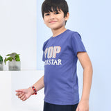 Youmaa 100% Cotton Half Sleeves POP Rockstar Printed T-Shirt - Blue