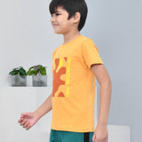 Youmaa 100% Cotton Half Sleeves Abstarct Printed T-Shirt - Yellow