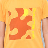 Youmaa 100% Cotton Half Sleeves Abstarct Printed T-Shirt - Yellow