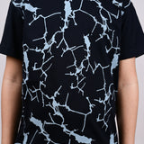 Youmaa 100% Cotton Half Sleeves Abstract Graphics Printed T-Shirt - Black