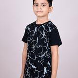 Youmaa 100% Cotton Half Sleeves Abstract Graphics Printed T-Shirt - Black