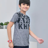 Youmaa 100% Cotton Half Sleeves Typography Printed T-Shirt - Grey