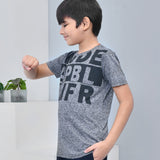 Youmaa 100% Cotton Half Sleeves Typography Printed T-Shirt - Grey