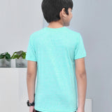 Youmaa 100% Cotton Half Sleeves Typography Printed T-Shirt - Green