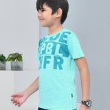 Youmaa 100% Cotton Half Sleeves Typography Printed T-Shirt - Green