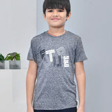 Youmaa 100% Cotton Half Sleeves Typography Printed T-Shirt - Grey