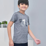 Youmaa 100% Cotton Half Sleeves Typography Printed T-Shirt - Grey
