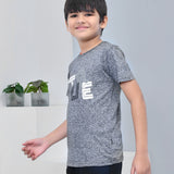 Youmaa 100% Cotton Half Sleeves Typography Printed T-Shirt - Grey
