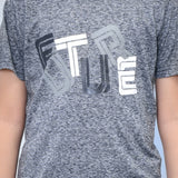 Youmaa 100% Cotton Half Sleeves Typography Printed T-Shirt - Grey