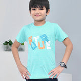 Youmaa 100% Cotton Half Sleeves Typography Printed T-Shirt - Green