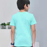 Youmaa 100% Cotton Half Sleeves Typography Printed T-Shirt - Green