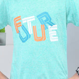 Youmaa 100% Cotton Half Sleeves Typography Printed T-Shirt - Green