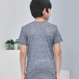 Youmaa 100% Cotton Half Sleeves Lost in Space Printed T-Shirt - Grey