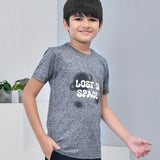 Youmaa 100% Cotton Half Sleeves Lost in Space Printed T-Shirt - Grey