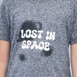 Youmaa 100% Cotton Half Sleeves Lost in Space Printed T-Shirt - Grey