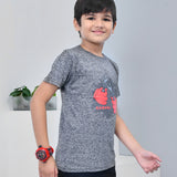 Youmaa 100% Cotton Half Sleeves Bike Equipment Graphics Printed T-Shirt - Grey