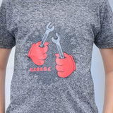 Youmaa 100% Cotton Half Sleeves Bike Equipment Graphics Printed T-Shirt - Grey