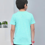 Youmaa 100% Cotton Half Sleeves Cartoon Turtle Graphics Printed T-Shirt - Green