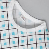 Youmaa 100% Cotton - Unisex Full Lenght Diamond Checked T-Shirt & Pant Set - Blue