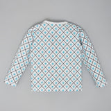 Youmaa 100% Cotton - Unisex Full Lenght Diamond Checked T-Shirt & Pant Set - Blue
