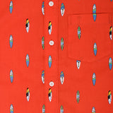 Youmaa Unique Print Half Sleeves Button Down Collared Shirt  - Red