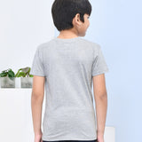 Youmaa 100% Cotton Half Sleeves Mountain Graphics Printed T-Shirt - Grey