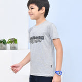 Youmaa 100% Cotton Half Sleeves Typography Printed T-Shirt - Grey