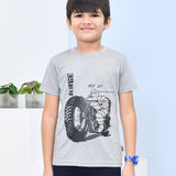 Youmaa 100% Cotton Half Sleeves Bike Graphics Printed T-Shirt - Grey
