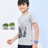 Youmaa 100% Cotton Half Sleeves Bike Graphics Printed T-Shirt - Grey