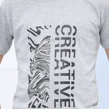 Youmaa 100% Cotton Half Sleeves Typography Printed T-Shirt - Grey