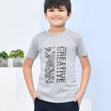 Youmaa 100% Cotton Half Sleeves Typography Printed T-Shirt - Grey