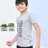 Youmaa 100% Cotton Half Sleeves Typography Printed T-Shirt - Grey