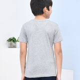 Youmaa 100% Cotton Half Sleeves Typography Printed T-Shirt - Grey