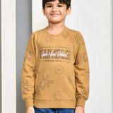 Youmaa 100% Cotton Full Sleeves Round Neck Typography Printed Sweatshirt Grey