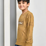 Youmaa 100% Cotton Full Sleeves Round Neck Typography Printed Sweatshirt Grey