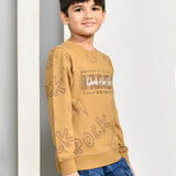 Youmaa 100% Cotton Full Sleeves Round Neck Typography Printed Sweatshirt Grey