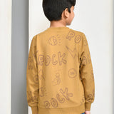 Youmaa 100% Cotton Full Sleeves Round Neck Typography Printed Sweatshirt Grey