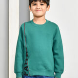 Youmaa 100% Cotton Full Sleeves Round Rib Neck Solid Color Sweatshirt Green