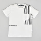 Youmaa-Trio Pack Tshirt-Half Sleeves -Chest Print Vertical Stripes Pocket -Solid Plain -Soft Cloud Touch Fibre 100% Cotton Knits